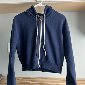 Cropped Blue Zip Up with a hood